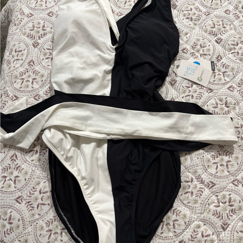 Black and White One-Piece Swimsuit